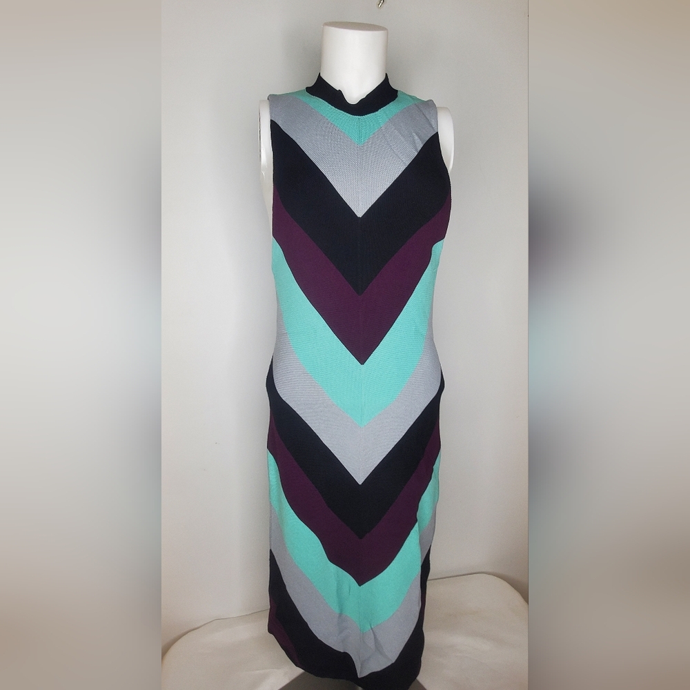 Free People Size M Black and Mint Textured Sweater Dress